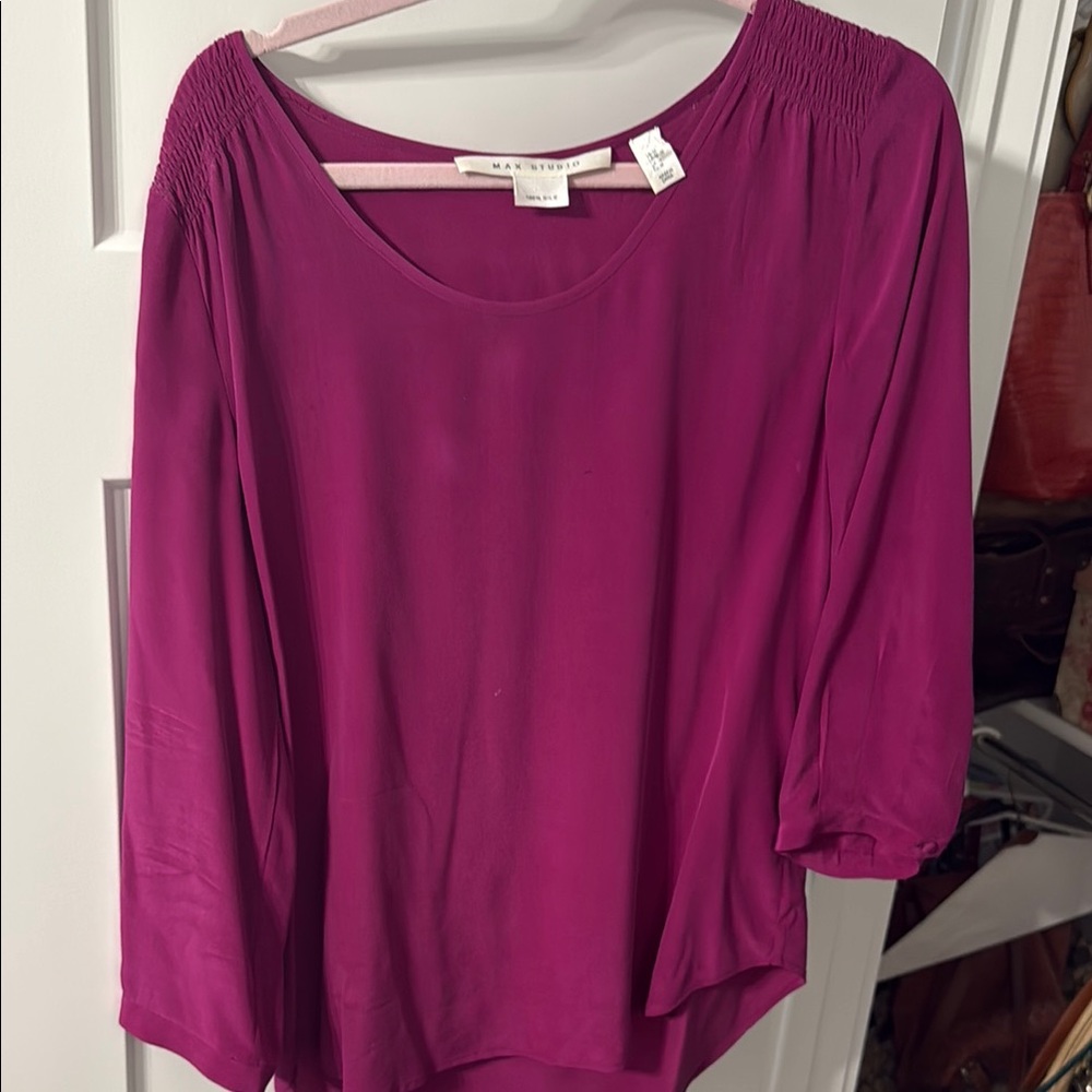 Max Studio Silk Women's Fuchsia Blouse